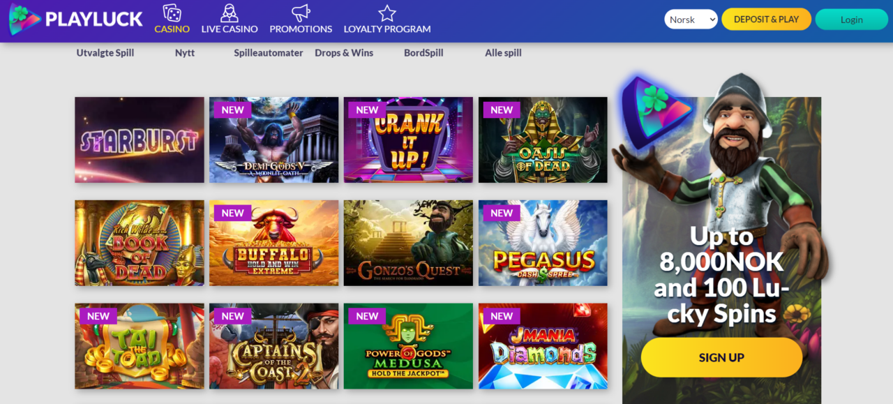 Spillutvalg på PlayLuck Casino