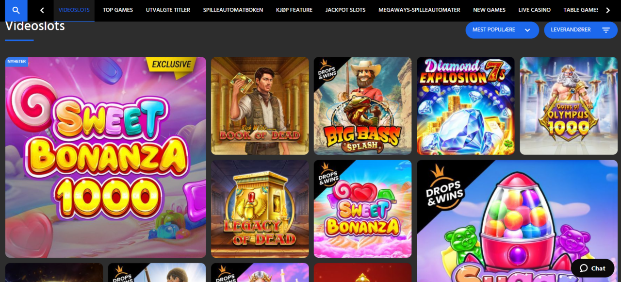 Spillutvalg på Slotimo Casino