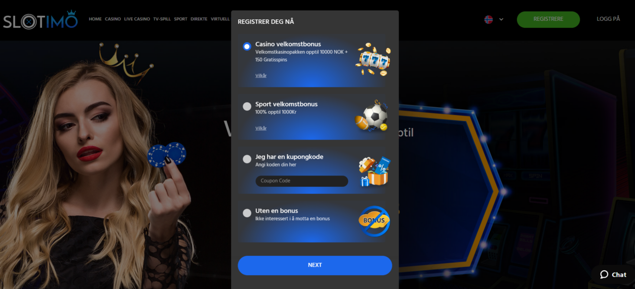 Hvordan åpne en konto på Slotimo Casino
